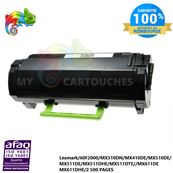 MyCartouches Toner/Laser Black / 2500 pages / MX310 Toner laser compatible avec Lexmark MX310 60F2000 Noir