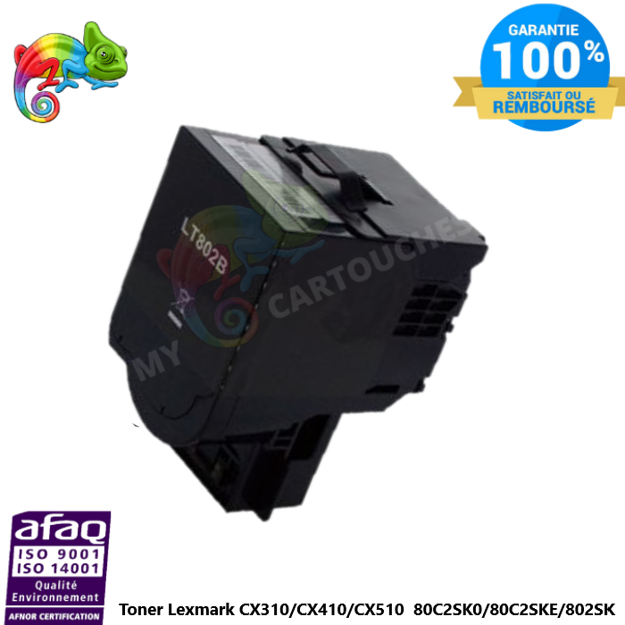 Cartouche de Toner Toner laser compatible avec Lexmark 802SK, référence 80C2SK0 - Noir - Compatible & Économique